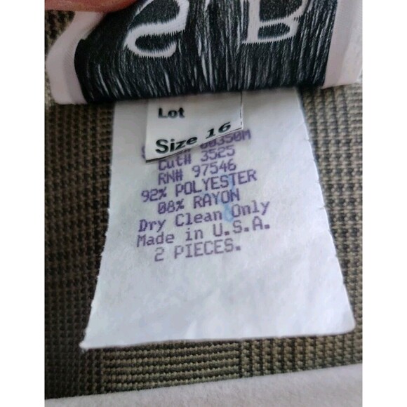 Vintage I.S.B. Inc Womens Skirt Suit Size 16 Blazer Gray Plaid Lace 2 Piece Set - Picture 8 of 16